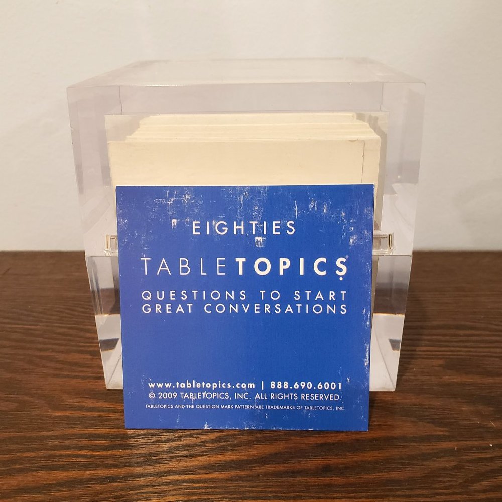 Table Topics Eighties Tabletop Conversation Starter Card Game Plastic Cube